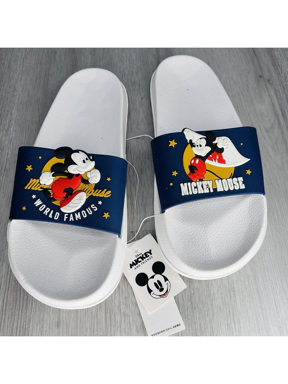 Mickey Mouse World Famous White And Blue Slides Men Slippers 41-42 Size 8